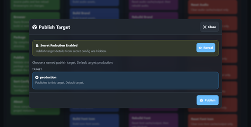 Synticore Website Compiler publish target modal